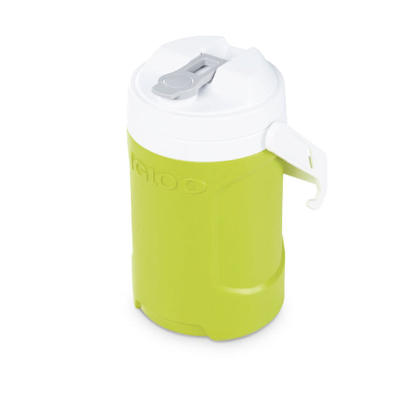 Front image of an Igloo Latitude insulated drinks cooler in lime cooler in 1900ml capacity with the handle down