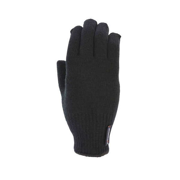 Back detail on Extremities thermal thiiny glove in black photographed on a white background