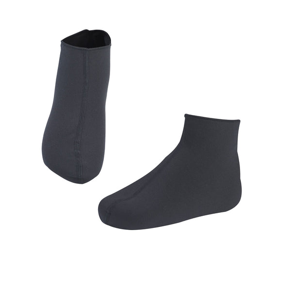 Pair of Sub Zero Factor 2 thermal mid layer over socks in black photographed on a white background