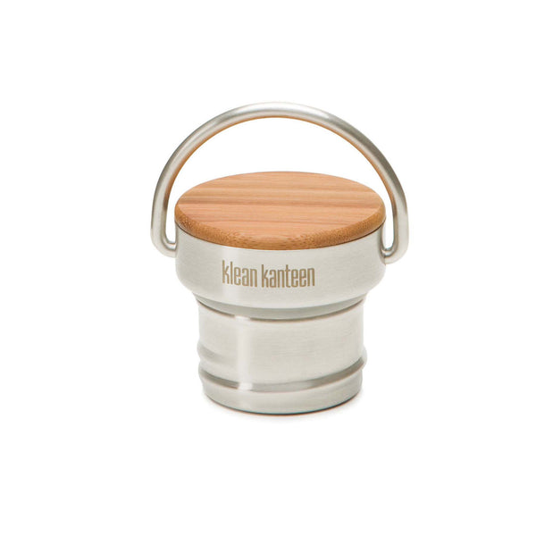 Klean Kanteen stainless steel leakproof water bottle cap with bamboo and looped handle
