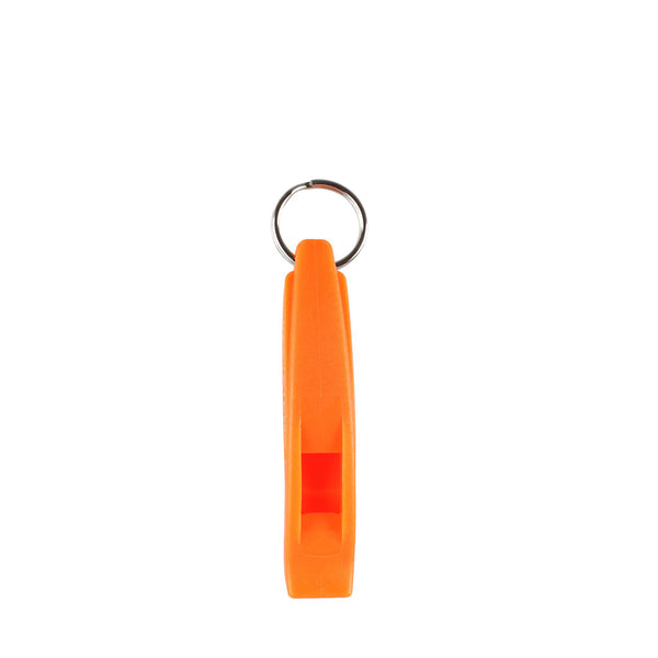 Lifesystems Echo tough plastic survival whistle in orange colour viewed from above