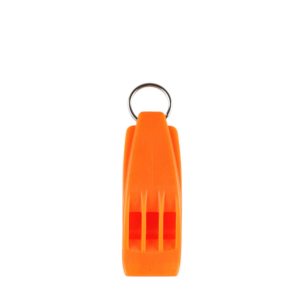 Lifesystems Hurricane survival whistle in orange colour from above