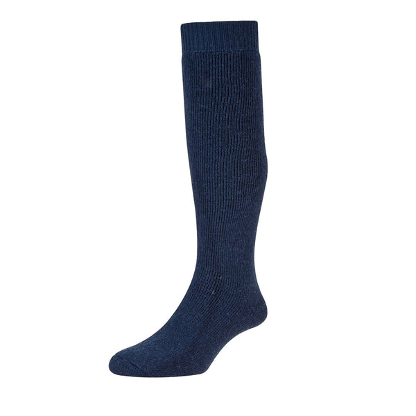 Sub Zero long wool walking sock in blue photographed on a white background