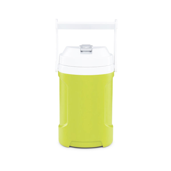 Rear image of an Igloo Latitude insulated drinks cooler in lime cooler in 1900ml capacity with the handle up