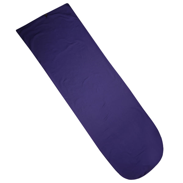 Sub Zero Meraklon fleece sleeping bag liner in navy stretched out on a white background