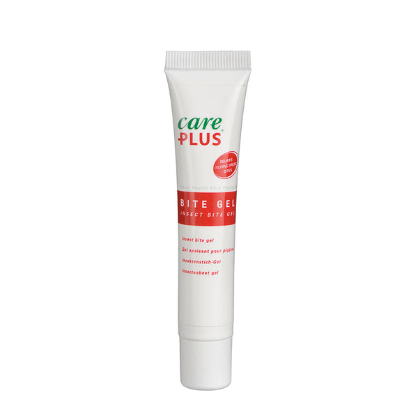 Front detail of 20ml Care Plus SOS insect bite soothing gel pouch