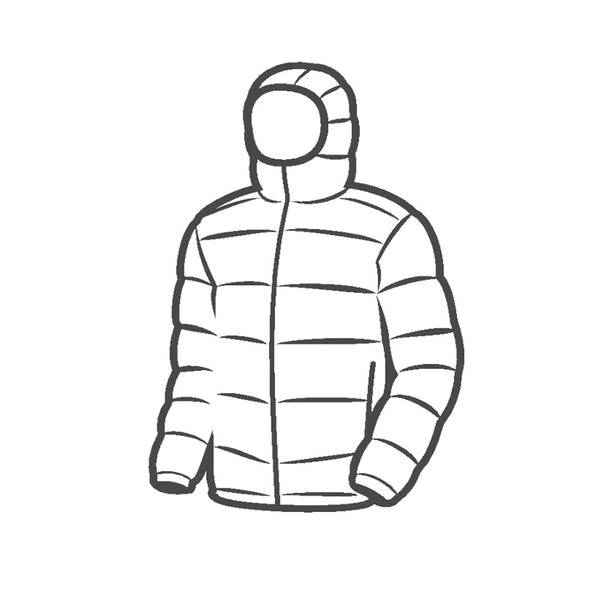 Sub Zero thermal down jacket outline drawing for the Ukrainian appeal donations