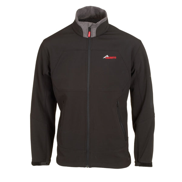 Front detail of Sub Zero mens windproof soft shell jacket in black